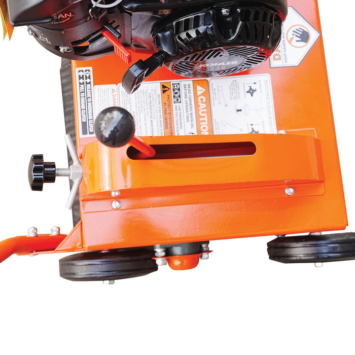 TMG-GPR20 20-inch power rake with 7 HP Kohler engine and 30-blade flail reel, product view 5