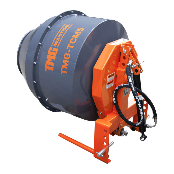 TMG Industrial 5 Cu-Ft 3-Point Hitch Cement Mixer, PTO Shaft Included, Category 1 & 2 Hookup, TMG-TCM5