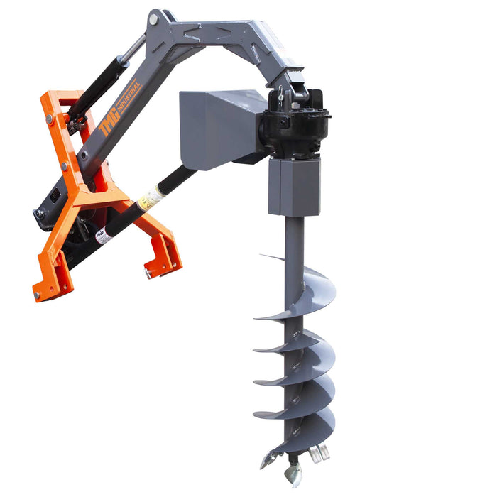 TMG Industrial 48” Hydraulic Assist Post Hole Digger, 12” Auger, Category 1 & 2, PTO Shaft Included, TMG-TPD12