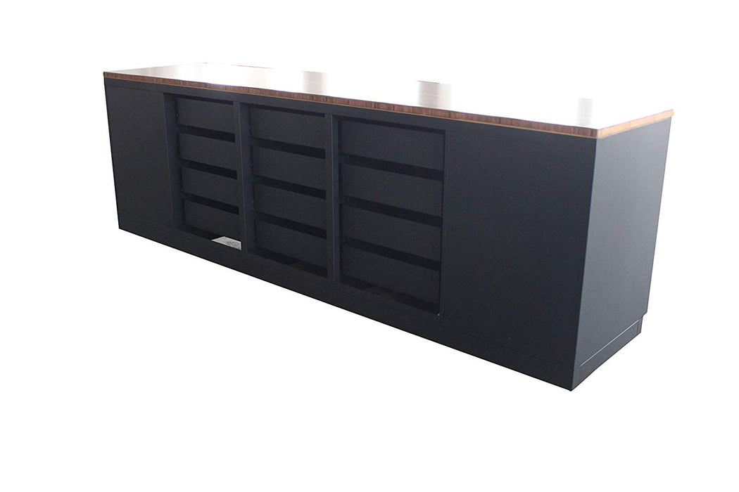 TMG Industrial Heavy Duty 10-FT 12 tiroirs Table de travail en bambou, deux armoires, cadre soudé tout-en-un, glissières à roulement à billes, TMG-WB10B