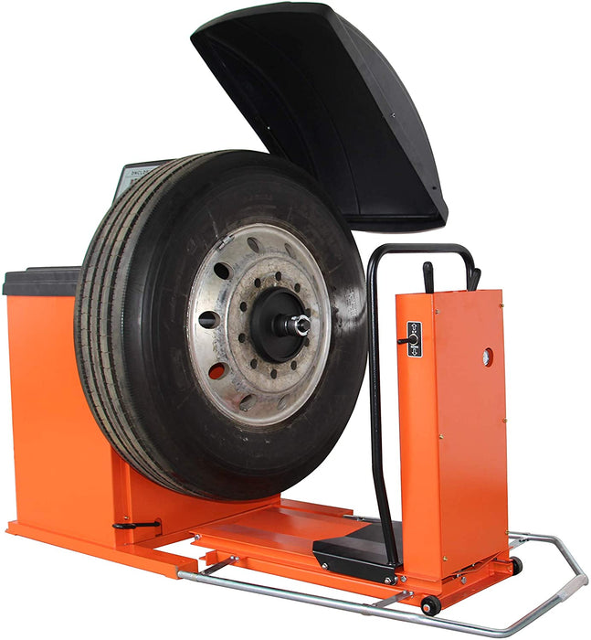 TMG Industrial Truck Wheel Balancer, Self-Calibrating, Air Powered Lift, 13”-24” Rim, Computerized, 220 RPM, +/- 1 g of Accuracy, TMG-TWB24