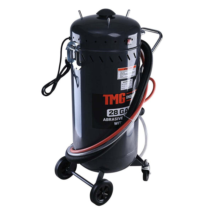 TMG Industrial 28 Gallon Abrasive Sandblaster w/Vacuum, 1200W, 22 CFM, 125-lb Capacity, TMG-ABC28