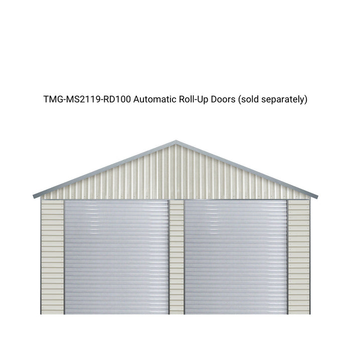 TMG Industrial 21' x 19' Garage double en métal avec porte d'entrée latérale, 400 pieds carrés, hauteur d'avant-toit de 8', panneaux ondulés 27 GA, TMG-MS2119