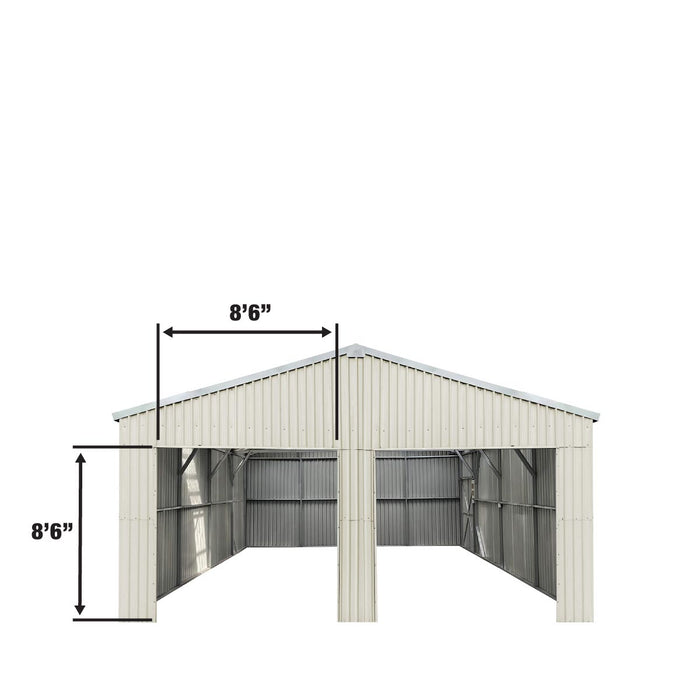 TMG Industrial 25’ x 25’ Double Garage Metal Barn Shed with Side Entry Door, 625 Sq-Ft Floor Space, 9’8” Eave Height, 27 GA Metal, Skylights, 4/12 Roof Pitch, TMG-MS2525