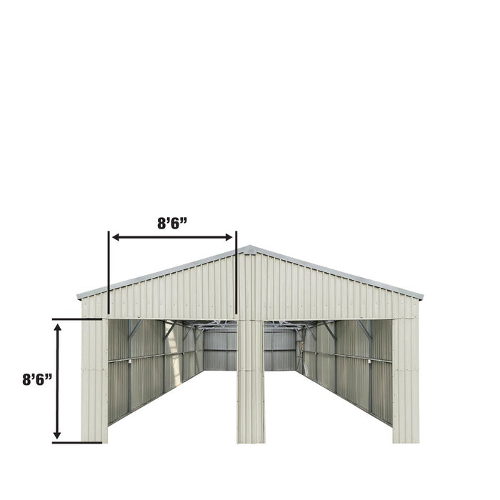 TMG Industrial 25’ x 33’ Double Garage Metal Barn Shed with Side Entry Door, 825 Sq-Ft Floor Space, 9’8” Eave Height, 27 GA Metal, Skylights, 4/12 Roof Pitch, TMG-MS2533