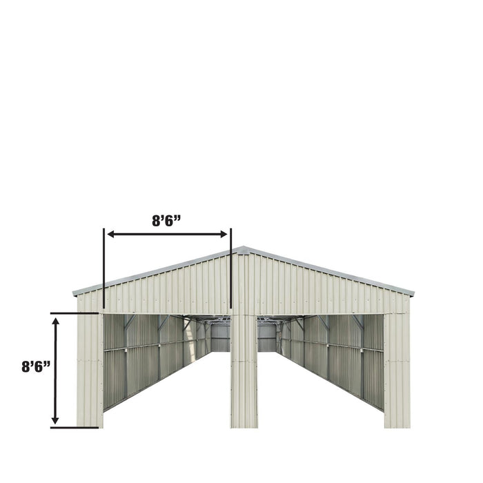 TMG Industrial 25' x 41' hangar métallique à double garage avec porte d'entrée latérale, surface de plancher de 1025 pi2, hauteur à l'avant-toit de 9'8", métal 27 GA, puits de lumière, pente de toit de 4/12, TMG-MS2541