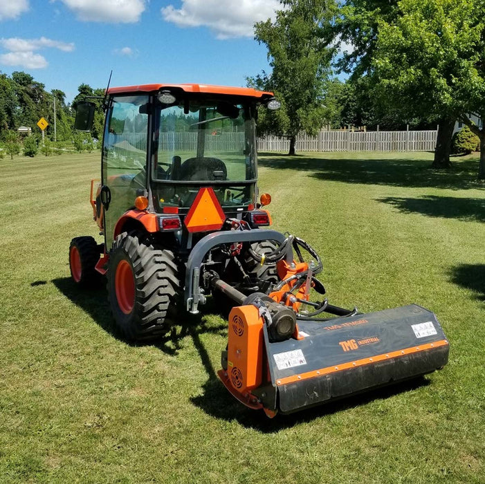 TMG Industrial 90” 50-90 HP Tractor, 3-Point Hitch, PTO Drive Shaft, Offset Ditch Bank Flail Mower with 90° Tilt, TMG-TFMO90