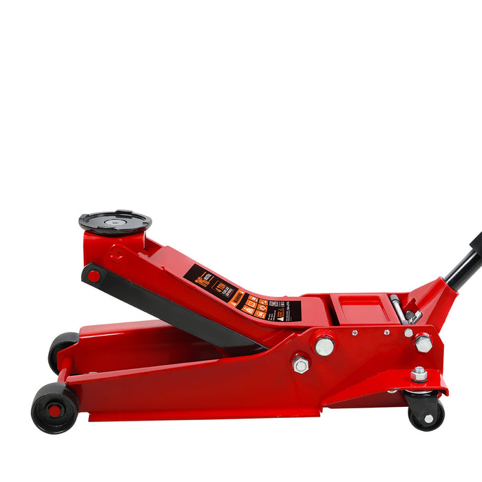 TMG Industrial 4 Ton Low Profile Floor Jack, 20” Max. Height, 4” Ground Clearance, 360° Caster Pivot, TMG-AJF04L