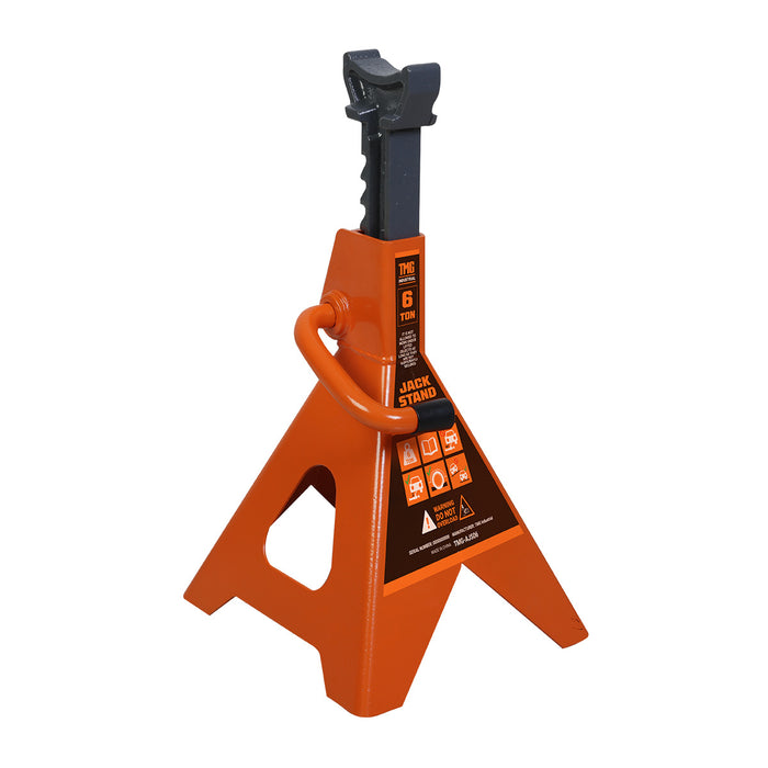 TMG Industrial 6 Ton Jack Stand, Ratchet Style, Large Saddle, Unified Frame Construction, Solid Steel Handle, 1 Pair, TMG-AJS06