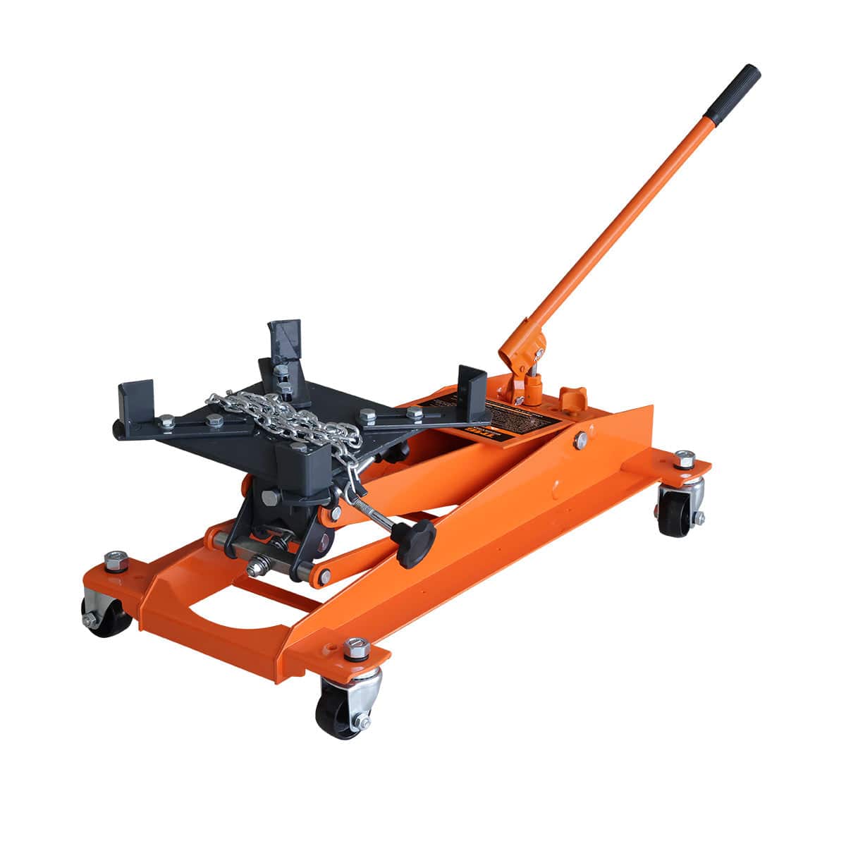 TMG Industrial 1100-lb Low-Profile Transmission Jack, Swivel Casters,