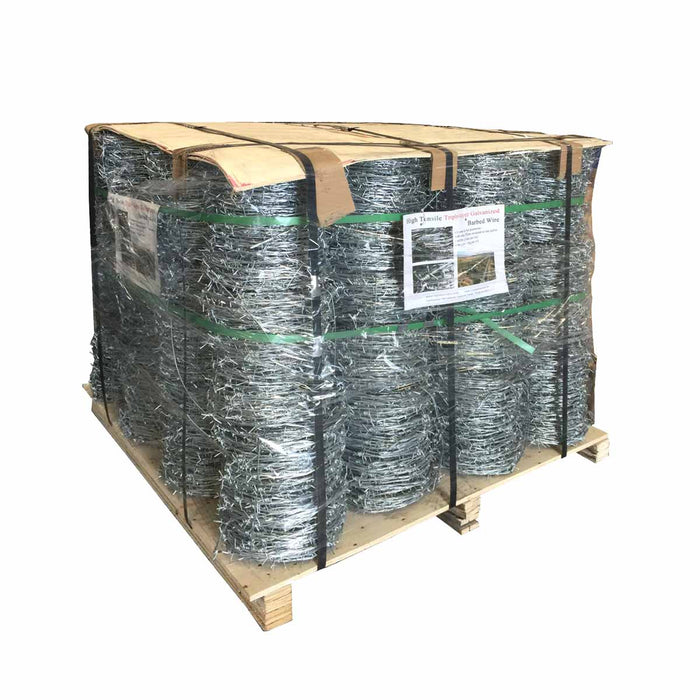TMG-BW15 Qty of (48) Rolls High Tensile Triple-layer Galvanized Barbed Wire, 492' Per Roll, 48 Rolls per Pallet, Sold by Pallet