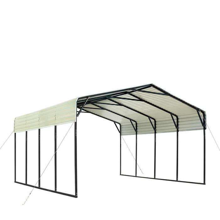TMG Industrial 20’ x 20’ All-Steel Carport w/10’ Open Sidewalls, Galvanized Roof, Powder Coated, Polyester Paint Coating, Stabilizing Cables, TMG-CP2020 (Not available for online purchase)