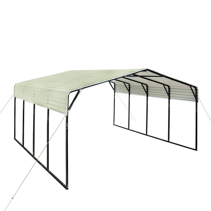 TMG Industrial 20’ x 20’ All-Steel Carport w/10’ Open Sidewalls, Galvanized Roof, Powder Coated, Polyester Paint Coating, Stabilizing Cables, TMG-CP2020