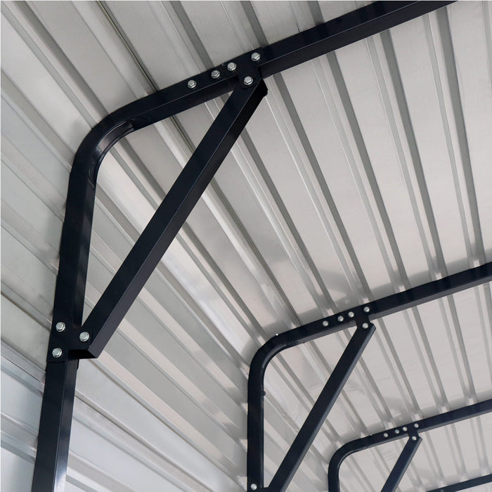 TMG Industrial 20' x 20' Carport tout en acier avec parois latérales ouvertes de 10', toit galvanisé, revêtement en poudre, revêtement de peinture polyester, câbles de stabilisation, TMG-CP2020