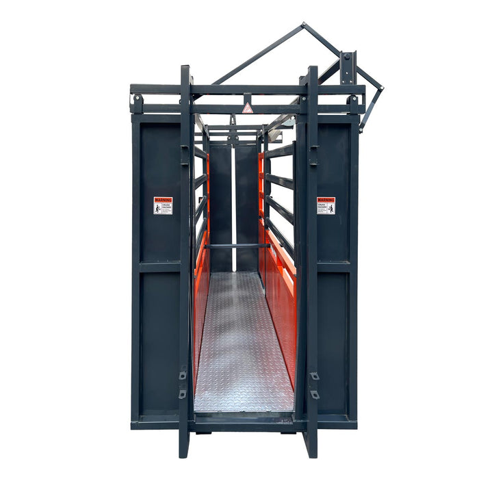 TMG Industrial 10’ Cattle Work Chute 4500-lb Weight Scale, Side Exit, Upper/Lower Swing Openings, LCD Weight Display, TMG-CSC10