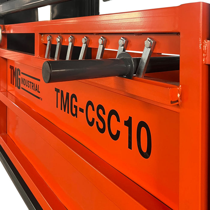 TMG Industrial 10' Cattle Work Chute Balance de poids de 4500 lb, sortie latérale, ouvertures pivotantes supérieures/inférieures, affichage LCD du poids, TMG-CSC10