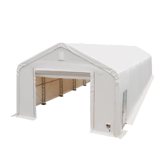 TMG Industrial Pro Series 20' x 63' Dual Truss Storage Shelter with Heavy Duty 17 oz PVC Cover & Drive Through Doors, TMG-DT2064-PRO