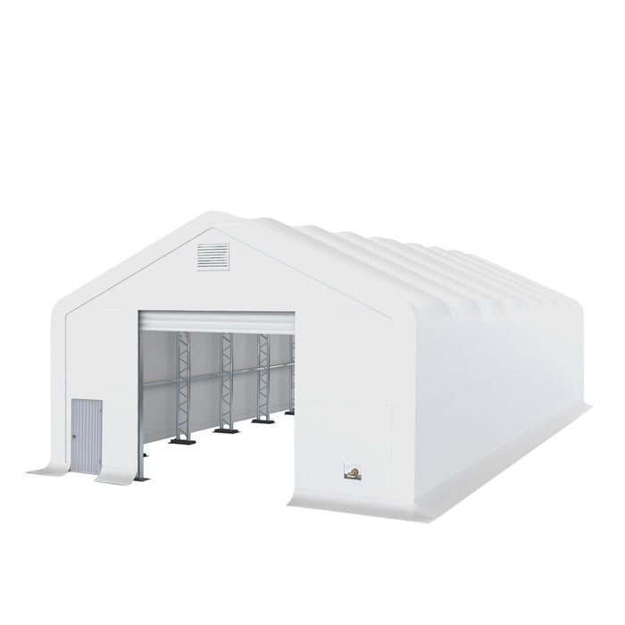 TMG Industrial Pro Series 30' x 63' Dual Truss Storage Shelter with Heavy Duty 17 oz PVC Cover & Drive Through Doors, TMG-DT3063-PRO