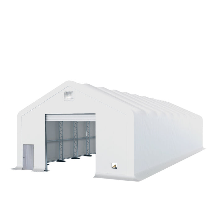 TMG Industrial Pro Series 30' x 80' Dual Truss Storage Shelter with Heavy Duty 17 oz PVC Cover & Drive Through Doors, TMG-DT3081-PRO