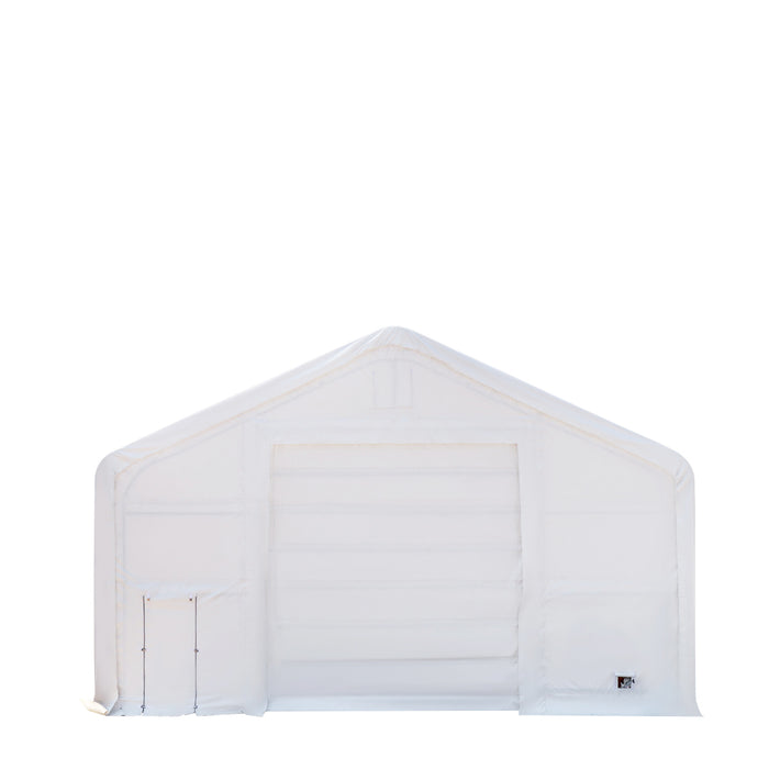 TMG Industrial 30' x 80' Dual Truss Storage Shelter with Heavy Duty 17 oz PVC Cover & Drive Through Doors, TMG-DT3081
