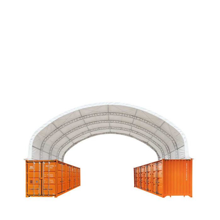 TMG Industrial 40' x 40' Dual Truss Container Shelter with Heavy Duty 21 oz PVC Cover, TMG-DT4041C (Previously DT4040C)