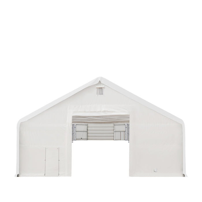 TMG Industrial 40' x 60' Dual Truss Storage Shelter with Heavy Duty 21 oz PVC Cover & Drive Through Doors, TMG-DT4061