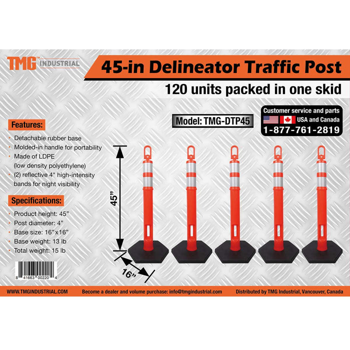 TMG-DTP45 45'' Loop Top Delineator Traffic Post, 120 unités emballées dans une palette