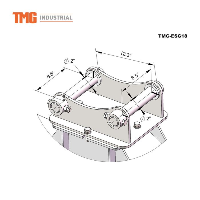 Accessoire de broyeur de souches d'excavatrice TMG Industrial 18 ", support de 3 à 7 tonnes, 13-20 GPM, ligne de vidange de boîtier, TMG-ESG18