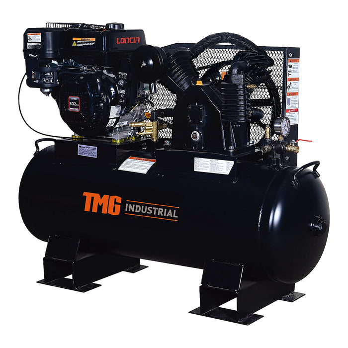 Compresseur d'air TMG Industrial 40 gallons à 2 étages monté sur camion, moteur Loncin OHV 9 HP, réservoir horizontal, 18,7 CFM @ 90 PSI, TMG-GAC40