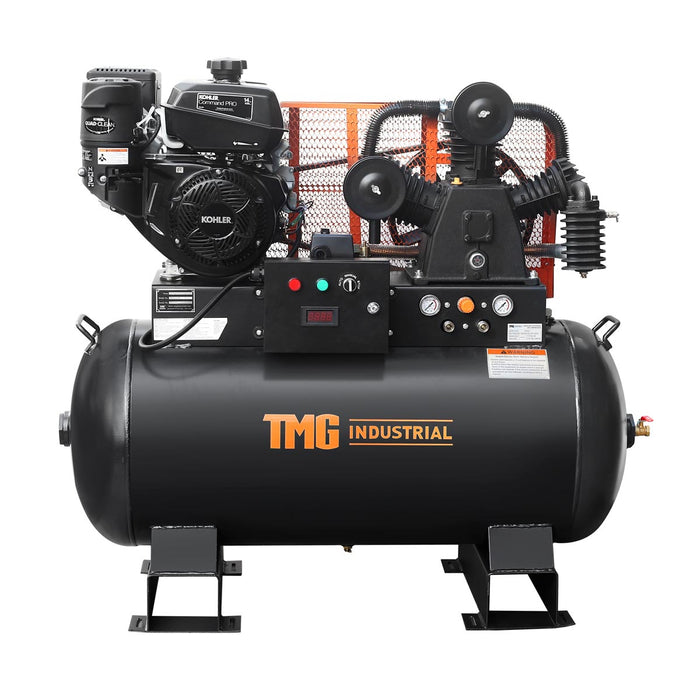 TMG Industrial 60 Gallon 2-Stage Truck Mounted Air Compressor, 14 HP Kohler Command Pro Engine, Horizontal Tank, 18.5 CFM @ 175 PSI, TMG-GAC60