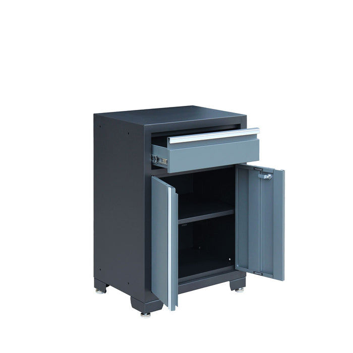 TMG Industrial Pro Series 8-Piece Garage Storage Cabinet Combo Set, Rubber Wood Tabletop, Recessed Aluminum Handles, TMG-GCC08B
