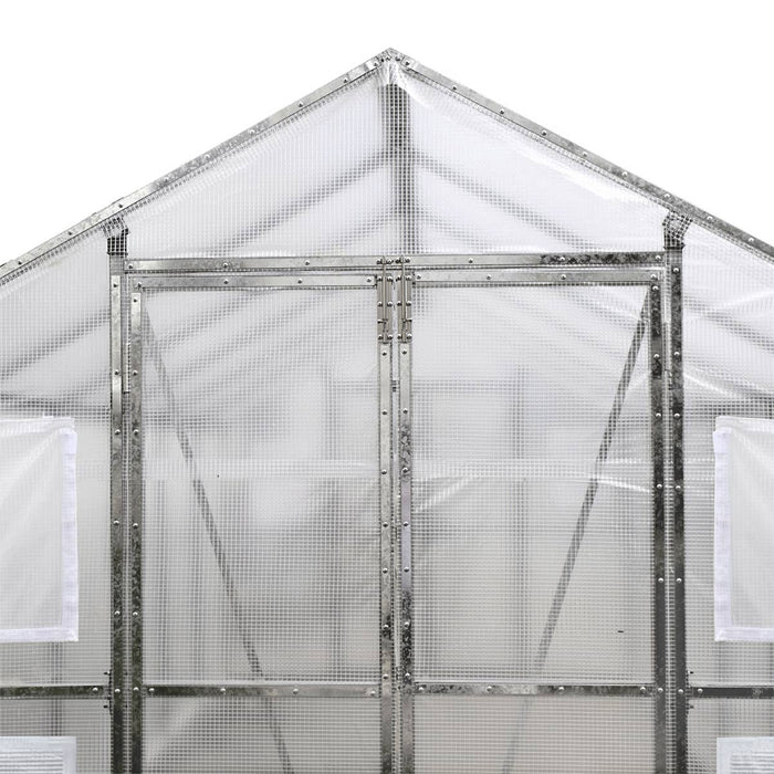 TMG Industrial 8’ x 13’ Greenhouse Grow Tent w/20 Mil Ripstop Leno Mesh PVC Cover, Galvanized Steel Frame, Roll-up Windows, TMG-GH813