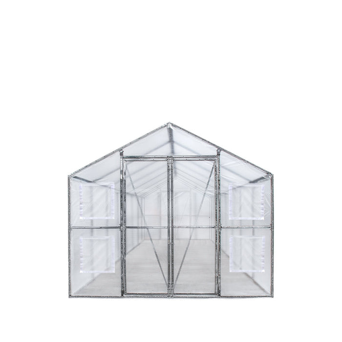 TMG Industrial 8’ x 26’ Greenhouse Grow Tent w/20 Mil Ripstop Leno Mesh PVC Cover, Galvanized Steel Frame, Roll-up Windows, TMG-GH826