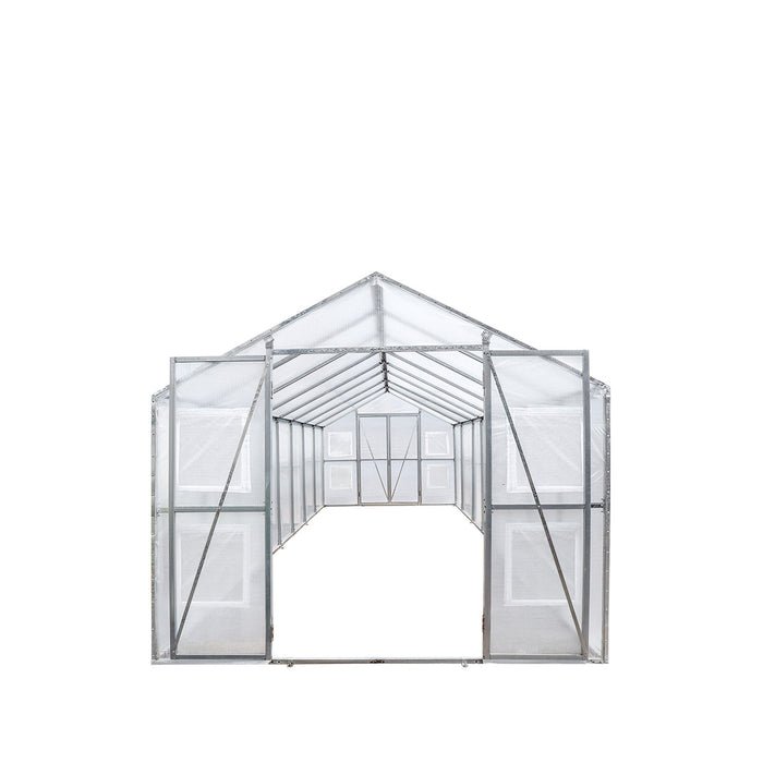 TMG Industrial Tente de culture en serre de 8 pi x 26 pi avec couverture en PVC Ripstop Leno Mesh de 20 mil, cadre en acier galvanisé, fenêtres enroulables, TMG-GH826