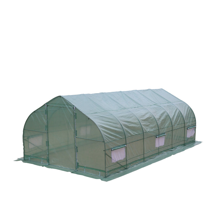 TMG Industrial 10’ x 20’ Tunnel Greenhouse Grow Tent w/Ripstop Leno Cover, Cold Frame, Roll-Up Mesh Windows, Peak Roof, TMG-GH1020P