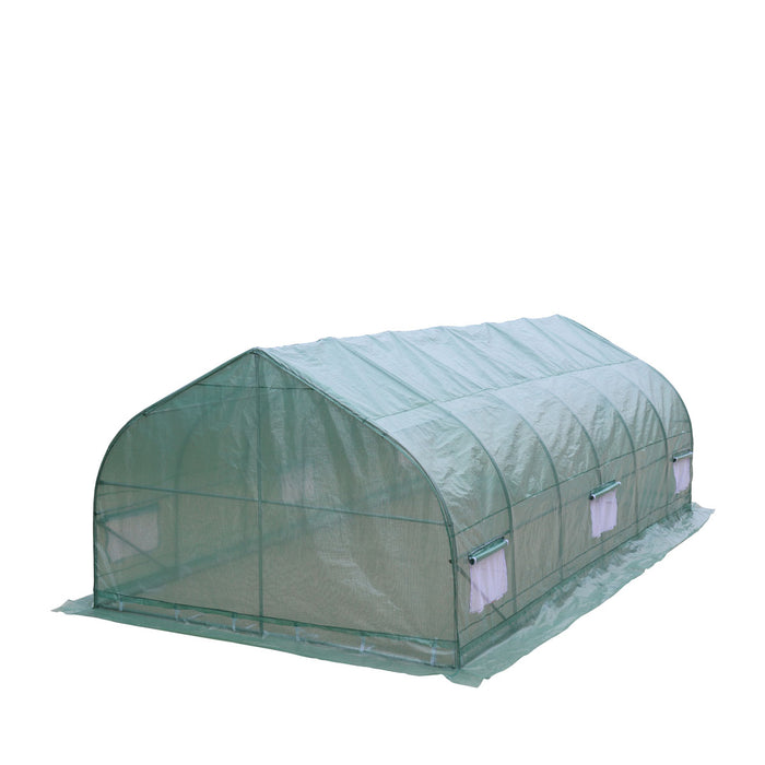 TMG Industrial 10' x 20' Tente de culture de serre tunnel avec couverture Ripstop Leno, cadre froid, fenêtres en maille enroulable, toit en pointe, TMG-GH1020P