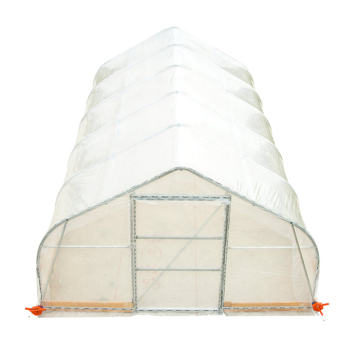 TMG Industrial 12’ x 20’ Tunnel Greenhouse Grow Tent w/6 Mil Clear EVA Plastic Film, Cold Frame, Hand Crank Roll-Up Sides, Peak Ceiling Roof, TMG-GH1220