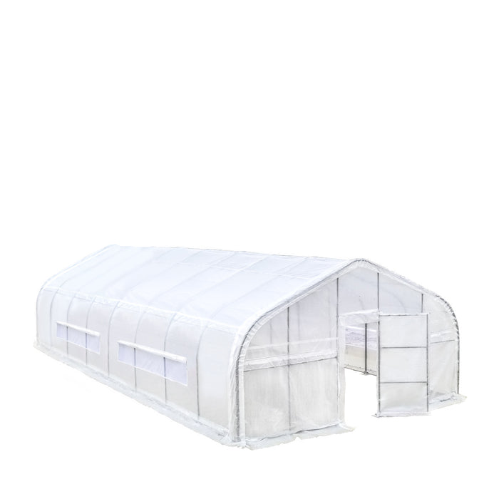 TMG Industrial 20’ x 40’ Tunnel Greenhouse Grow Tent w/12 Mil Ripstop Leno Mesh Cover, Cold Frame, Roll-up Windows, Peak Ceiling Roof, TMG-GH2040