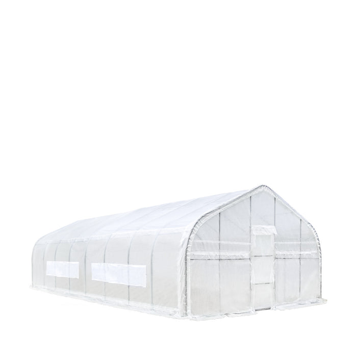 TMG Industrial 20' x 40' Tunnel Greenhouse Grow Tent with 12 Mil Ripstop Leno Mesh Cover, Cold Frame, Roll-up Windows, Peak Ceiling Roof, TMG-GH2040