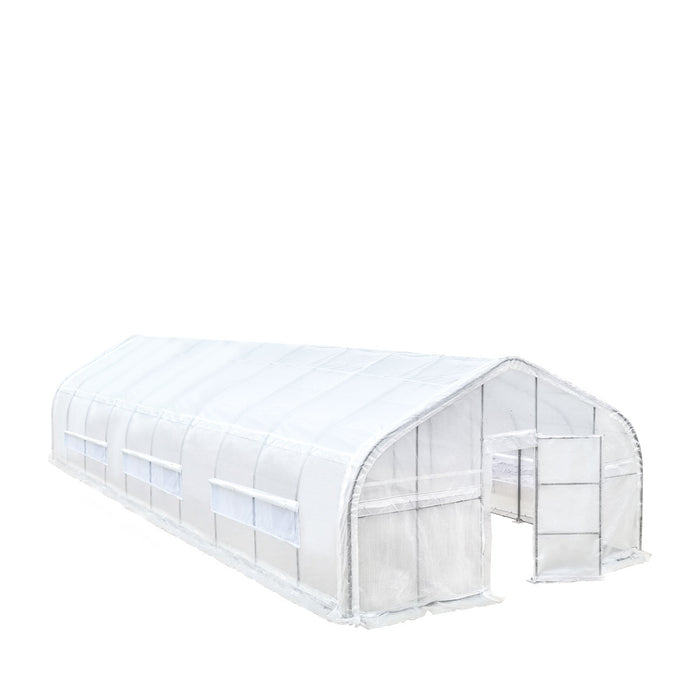 TMG Industrial 20' x 50' Tunnel Greenhouse Grow Tent with 12 Mil Ripstop Leno Mesh Cover, Cold Frame, Roll-up Windows, Peak Ceiling Roof, TMG-GH2050
