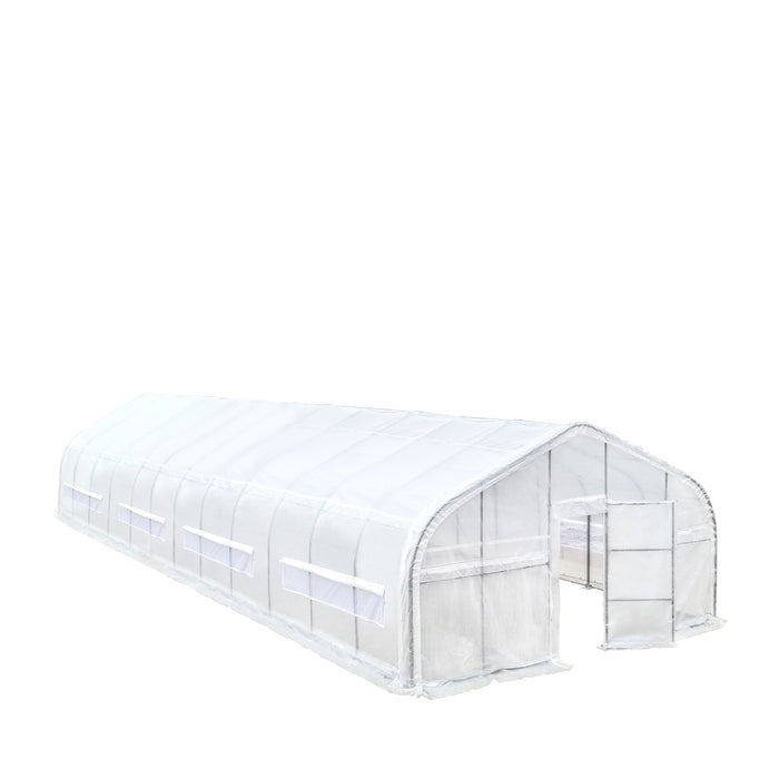 TMG Industrial 20’ x 60’ Tunnel Greenhouse Grow Tent w/12 Mil Ripstop Leno Mesh Cover, Cold Frame, Roll-up Windows, Peak Ceiling Roof, TMG-GH2060