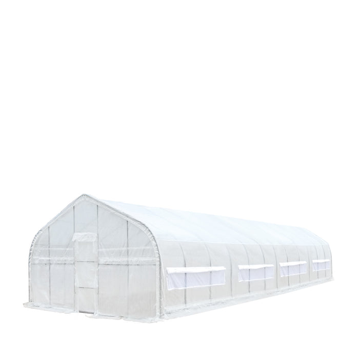 TMG Industrial 20’ x 60’ Tunnel Greenhouse Grow Tent w/12 Mil Ripstop Leno Mesh Cover, Cold Frame, Roll-up Windows, Peak Ceiling Roof, TMG-GH2060
