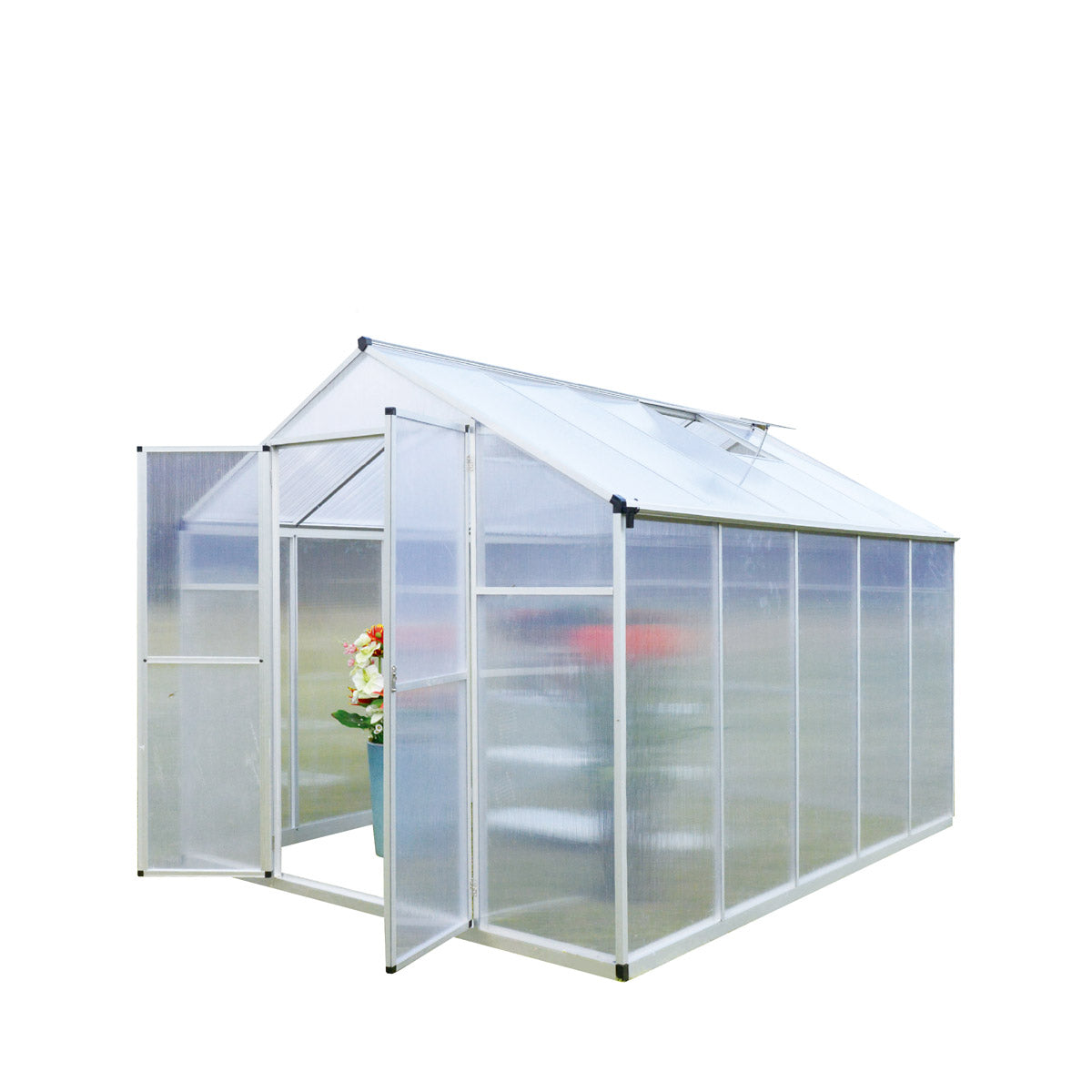 TMG Industrial 8' x 10' Aluminum Frame Greenhouse w/4 mm Twin