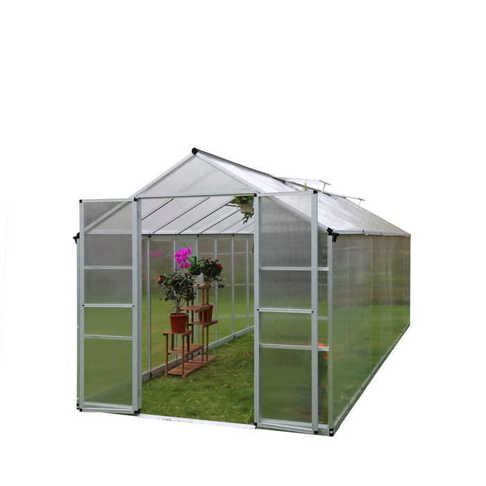 TMG Industrial 8' x 20' Aluminum Frame Greenhouse w/4 mm Twin Wall Polycarbonate Panels, UV Protected Panels, TMG-GH820