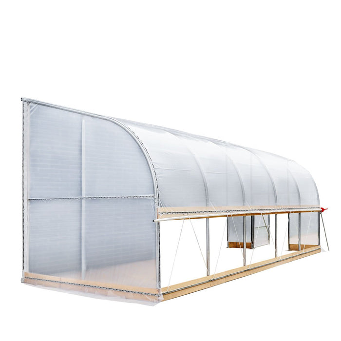 TMG Industrial 10' x 20' Lean-To Greenhouse Grow Tent w/6 Mil Clear EVA Plastic Film, Cold Frame, Manivelle Roll-Up Side, 6-½' Sidewall, TMG-GHL1020