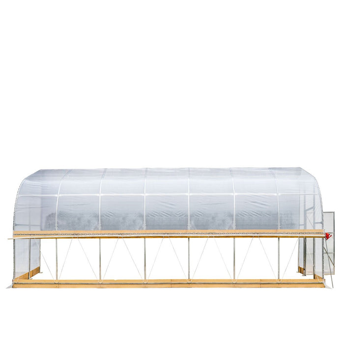 TMG Industrial 10' x 30' Lean-To Greenhouse Grow Tent w/6 Mil Clear EVA Plastic Film, Cold Frame, Manivelle Roll-Up Side, 6-½' Sidewall, TMG-GHL1030