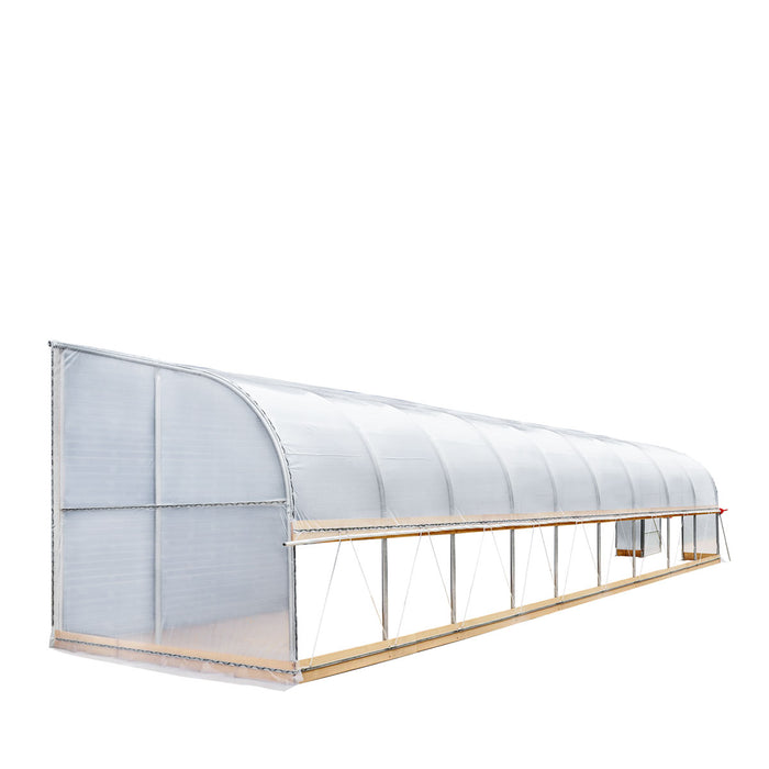 TMG Industrial 10' x 40' Lean-To Greenhouse Grow Tent w/6 Mil Clear EVA Plastic Film, Cold Frame, Manivelle Roll-Up Side, 6-½' Sidewall, TMG-GHL1040