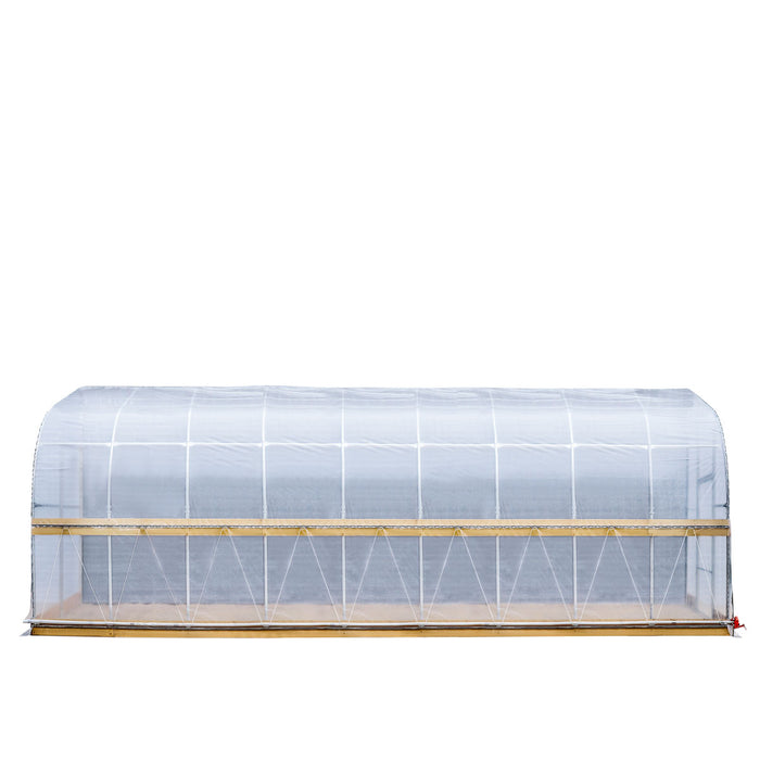TMG Industrial 10’ x 40’ Lean-To Greenhouse Grow Tent w/6 Mil Clear EVA Plastic Film, Cold Frame, Hand Crank Roll-Up Side, 6-½’ Sidewall, TMG-GHL1040