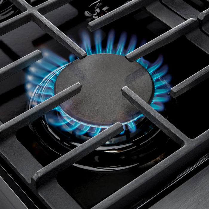 TMG Living Kitchen 36” Gas Range Cooktop, 6 Burners, 15000-18000 BTU w/680 BTU Simmer, LPG/NG Fuel, Blue LED Lights, TMG-HRG36T