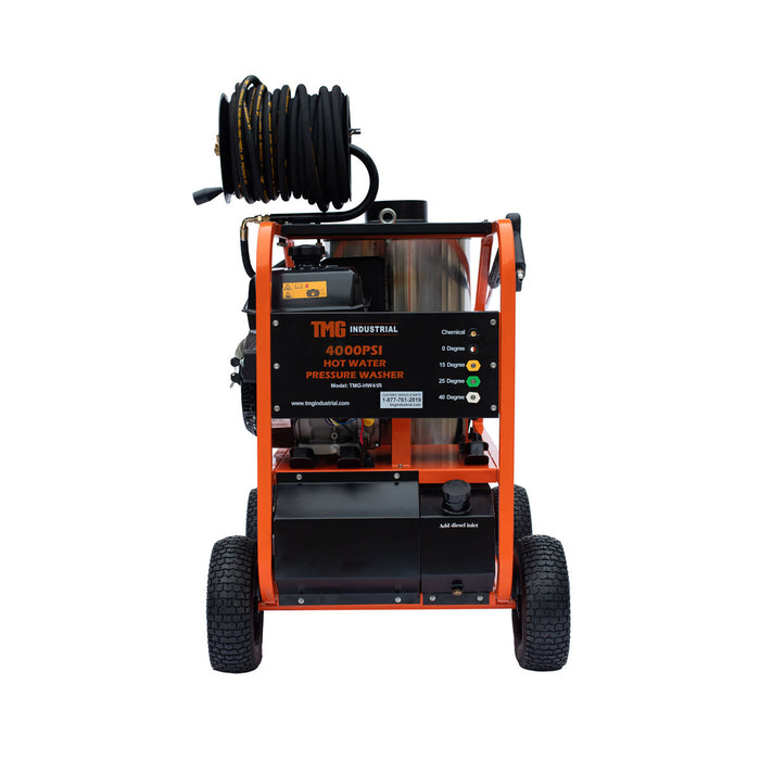 TMG Industrial 4000 PSI Hot Water Pressure Washer with 85' Hose Reel